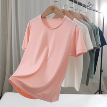 跨境儿童冰丝短袖T恤锦纶速干t男士女士夏天薄款透气冰感短袖亲子