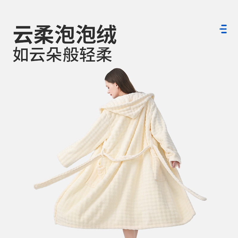 버블 벨벳 나이트 가운 7A 항균 연약한 빠른 건조 가정용 대형 목욕 타월 두꺼운 여분의 대형 파자마 긴 느슨한 목욕 가운