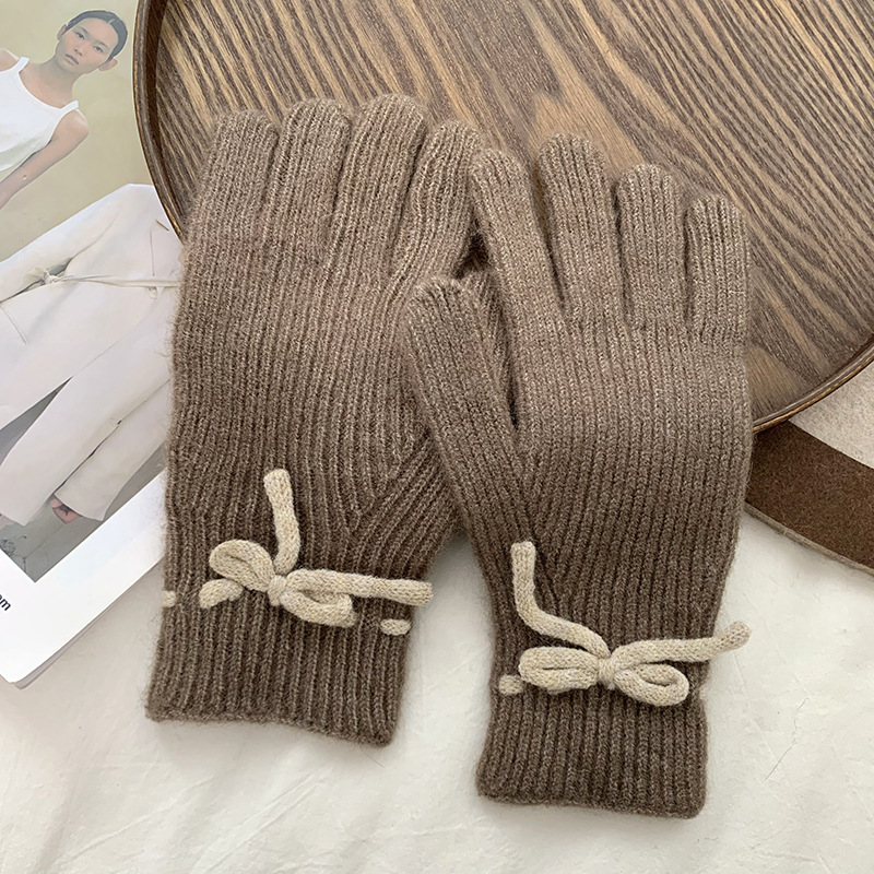 Guantes de ciclismo otoño y invierno nuevo tipo de mujer caliente pantalla táctil a prueba de viento y terciopelo caliente a prueba de frío guantes de lana de punto