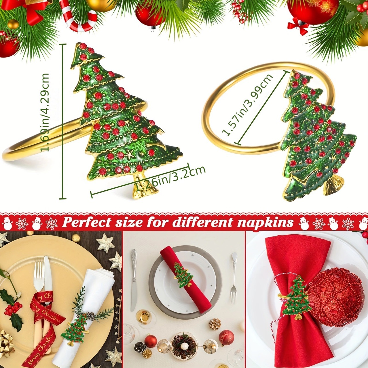 Nuevo anillo de servillas de fiesta de Navidad decoración de la mesa de comedor de árbol de copo de nieve buckle servillas de aleación festivales creativas