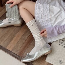 夏季薄款小腿袜子女镂空网眼波点蝴蝶结长筒袜miu系百搭半腿袜