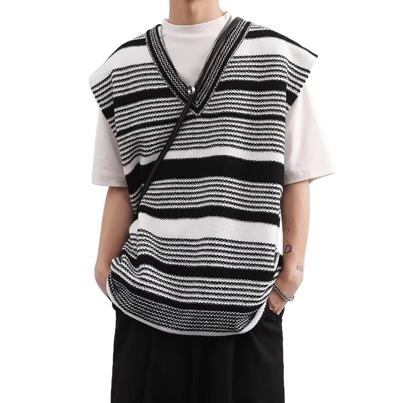 Chaleco de Punto con Cuello en V para Hombre de Poliéster, para Ocio