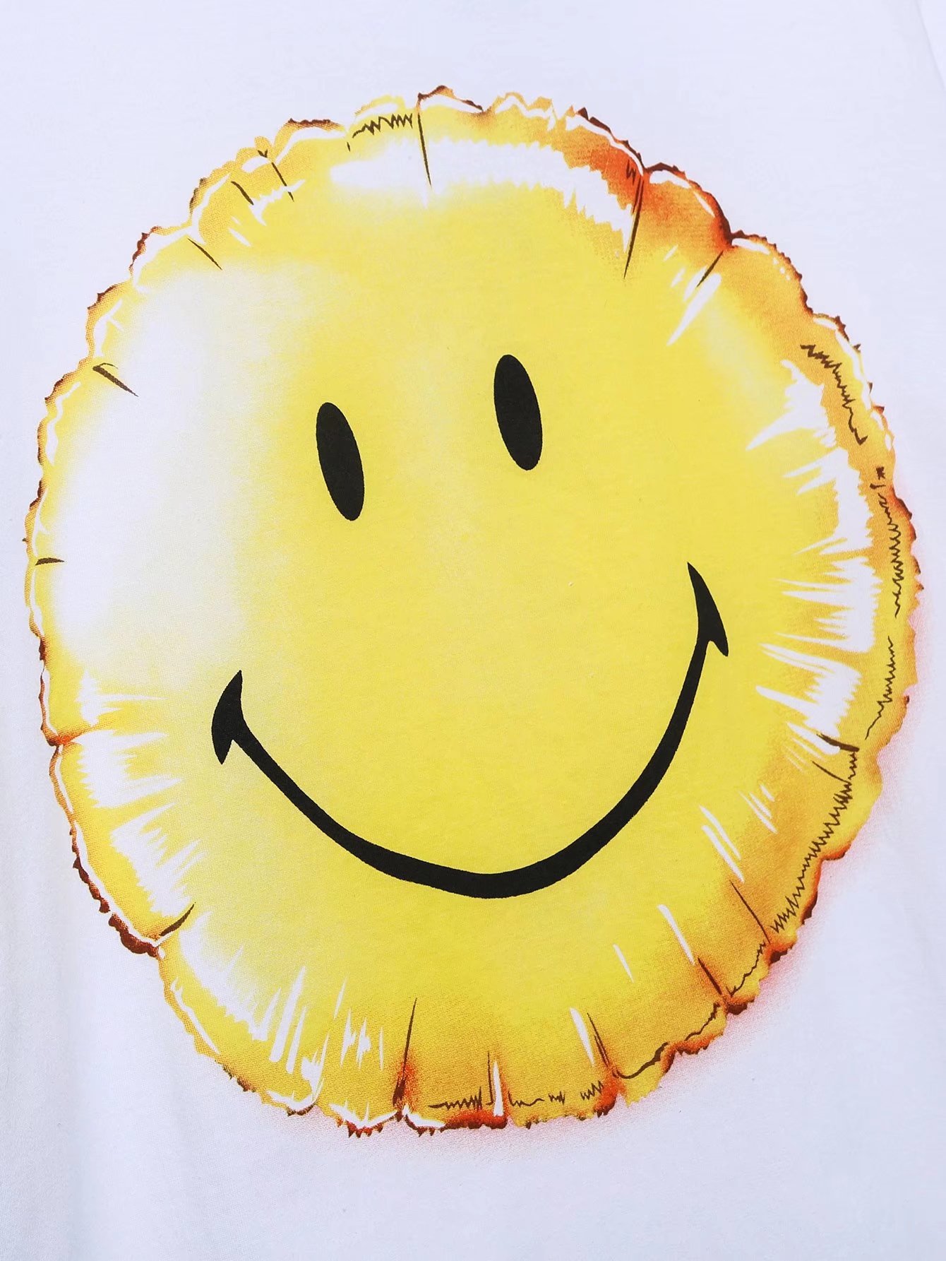 Camiseta holgada de cuello redondo y manga corta con estampado de icono sonriente NSAM133723