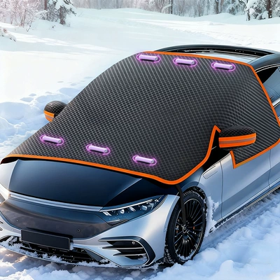 Car Snow Shield Winter: Car snow shield - orange-binding