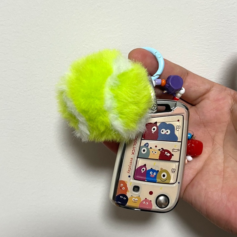 模造レッキスウサギの毛皮テニスボール車のキーホルダーペンダントインぬいぐるみボールスクールバッグペンダントかわいい小さなテニスボール卸売|undefined