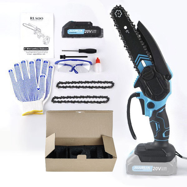 Sierra eléctrica de litio de 6 pulgadas transfronteriza, motosierra recargable, sierra de mano pequeña para tala doméstica, mini herramienta eléctrica para leña