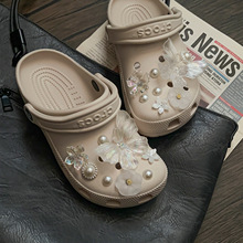 洞洞鞋配饰diy水晶花朵蝴蝶拖鞋鞋花适配卡洛驰洞洞鞋配饰女装饰