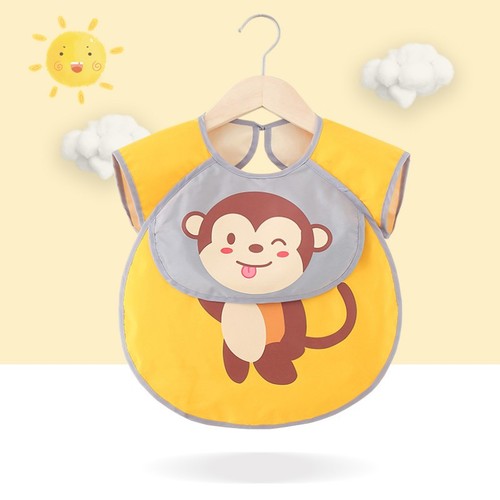 Baby eating bibs, children's smocks, waterproof, anti-dirty outer wear, short-sleeved, reverse-wearing, boys and girls, aprons and rice pockets