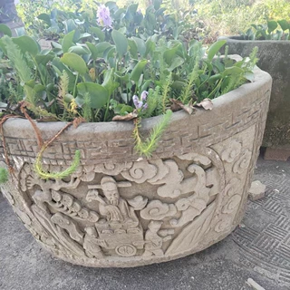 天然青石雕刻水缸庭院荷花缸复古摆件水缸养鱼不包邮可代发物流
