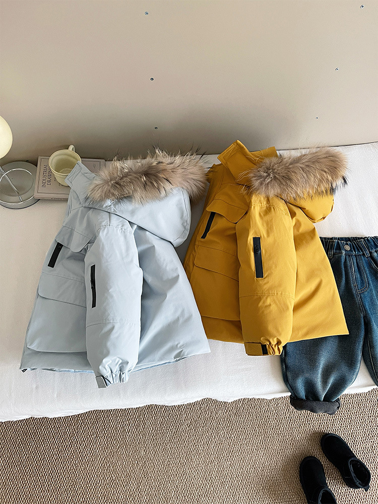 Wind Valley 2025 invierno nueva ropa infantil para niños estilo coreano cuello con capuchón ropa de algodón para niños y niñas abrigo parquet