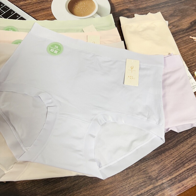 Guo Jin 50S Cotton Mo 7A Antibacterial Women's Mid-Waist Briefs Large Version 130-160 Hip-Covering Nude Underwear Factory Price