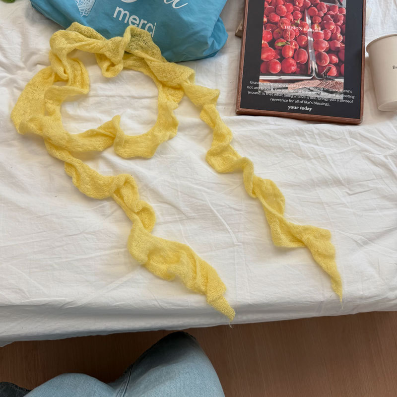 马海毛不规则螺旋针织围巾糖果色小众设计y2k少女装饰窄细长围脖|undefined