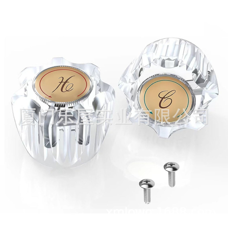 Hot-Selling Universal Washbasin Faucet with Acrylic Handle H&C Hot and Cold Water Two-Handle Faucet Replacement Part