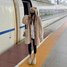 假两件中长款羊羔毛外套女2024新款爆款秋冬皮毛一体加厚保暖大衣