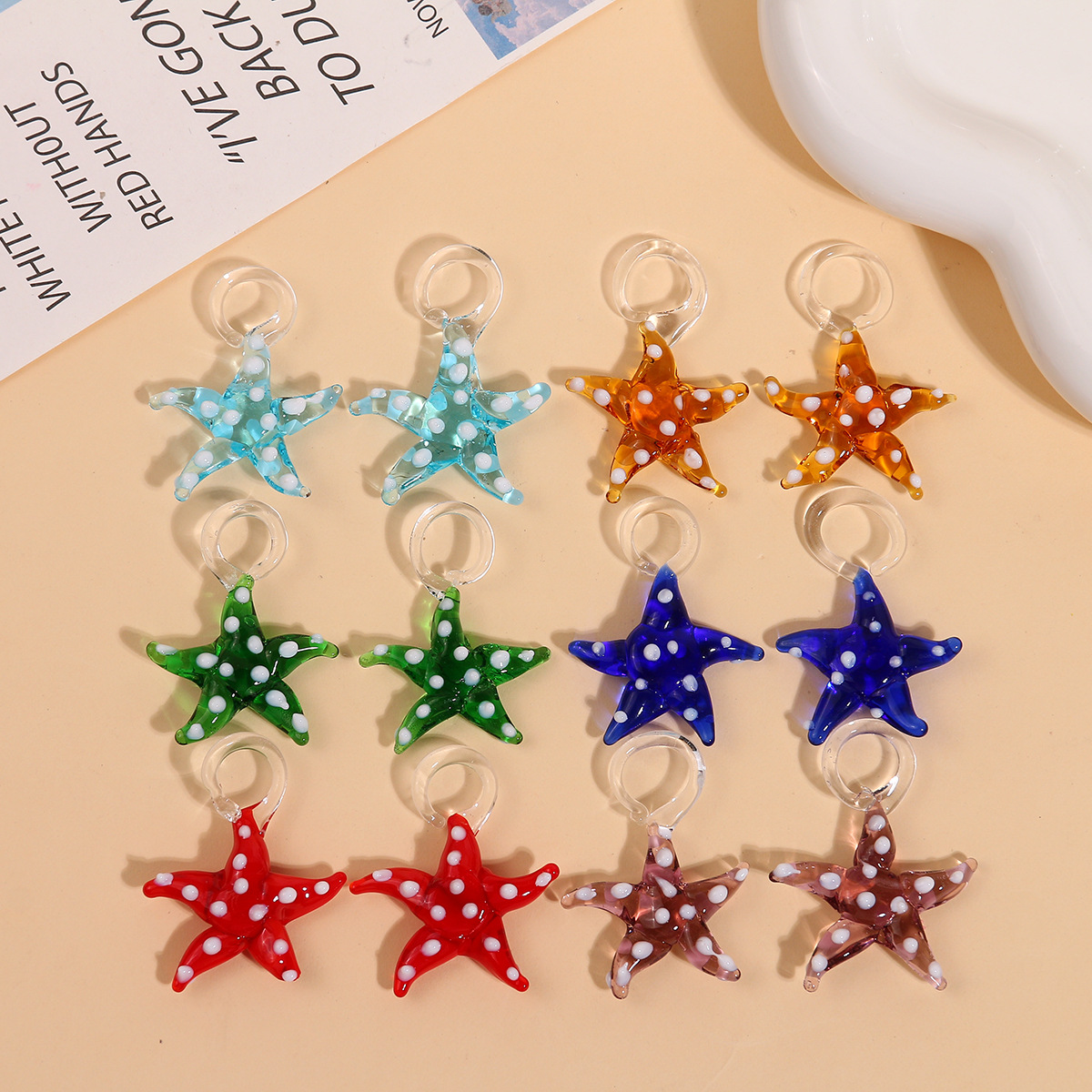 12g Weight Pendant Jewelry Making Type 35*30mm Jewelry Making Size DIY Jewelry Accessories Classification 1 Piece Quantity Glass Material Starfish Pattern IG Style Style 1 Piece 35*30mm Glass Starfish DIY Jewelry Accessories Pendant 无
