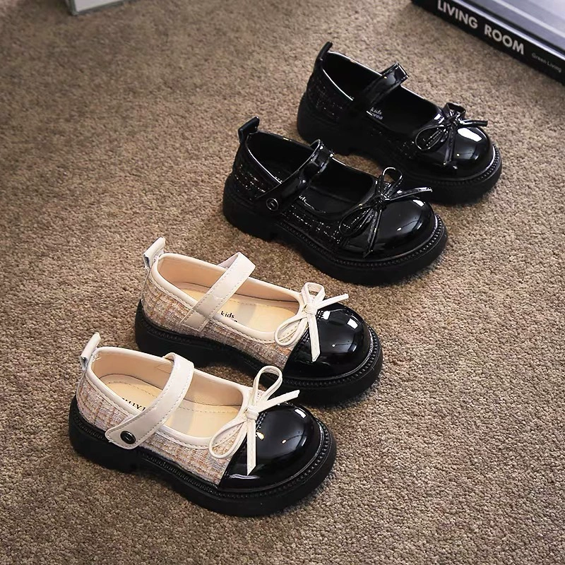 Обувь для девочек Маленькие кожаные туфли Мэри Джейн обувь весна и осень 2025 новая детская обувь для детей девочка черно-белая обувь принцессы