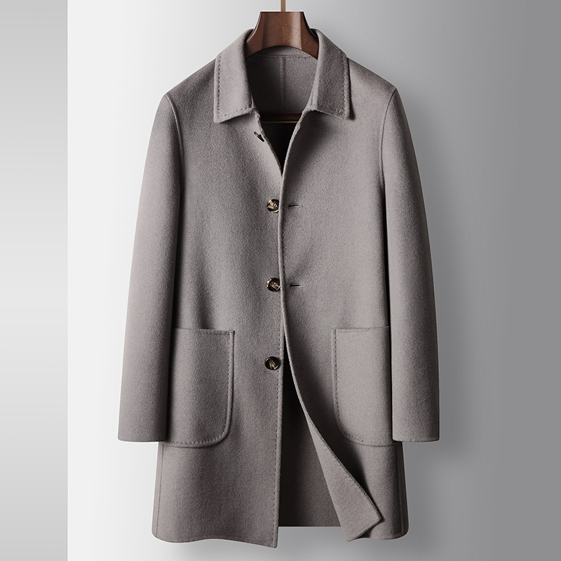Mens Double Sided Wool Overcoat Mid Length Lightweight Business Casual Autumn Winter Collection Wholesale Available