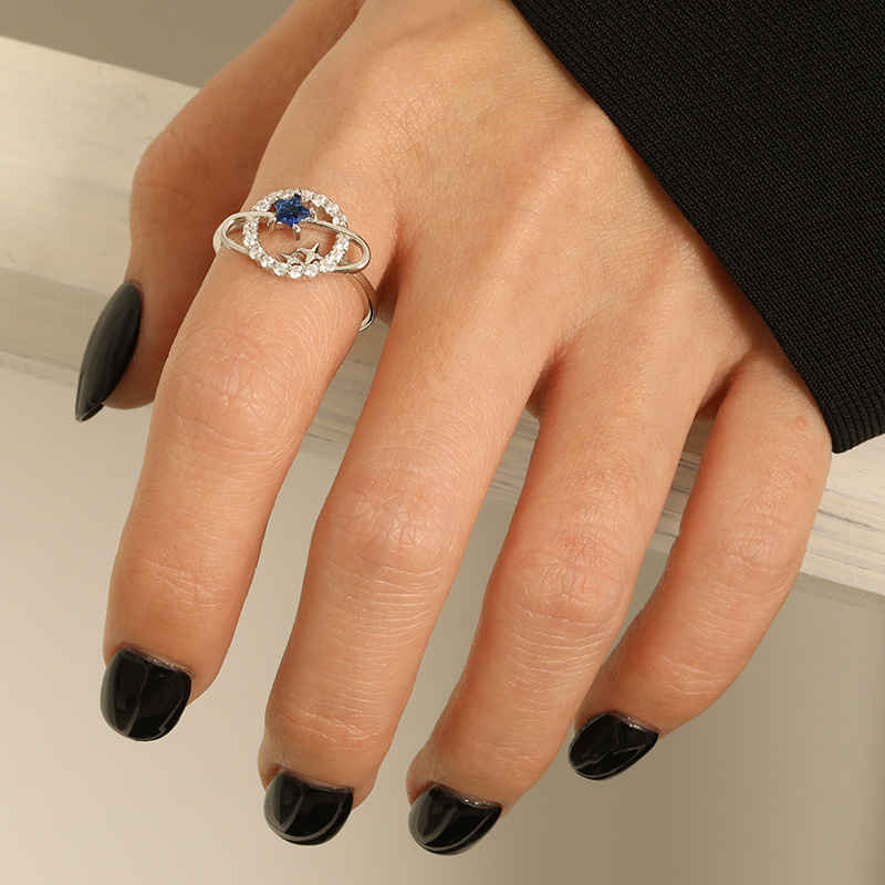 Star Pattern Women's Gender 925 Sterling Silver Zircon Star Rings