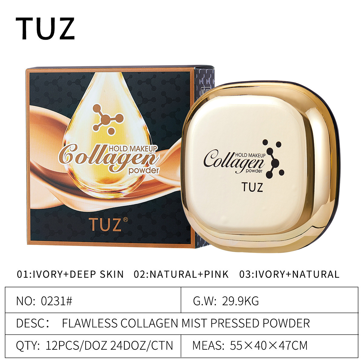 Tuz collagen double-layer powder matte Concealer Makeup Foundation professional beauty makeup cross-border facial makeup