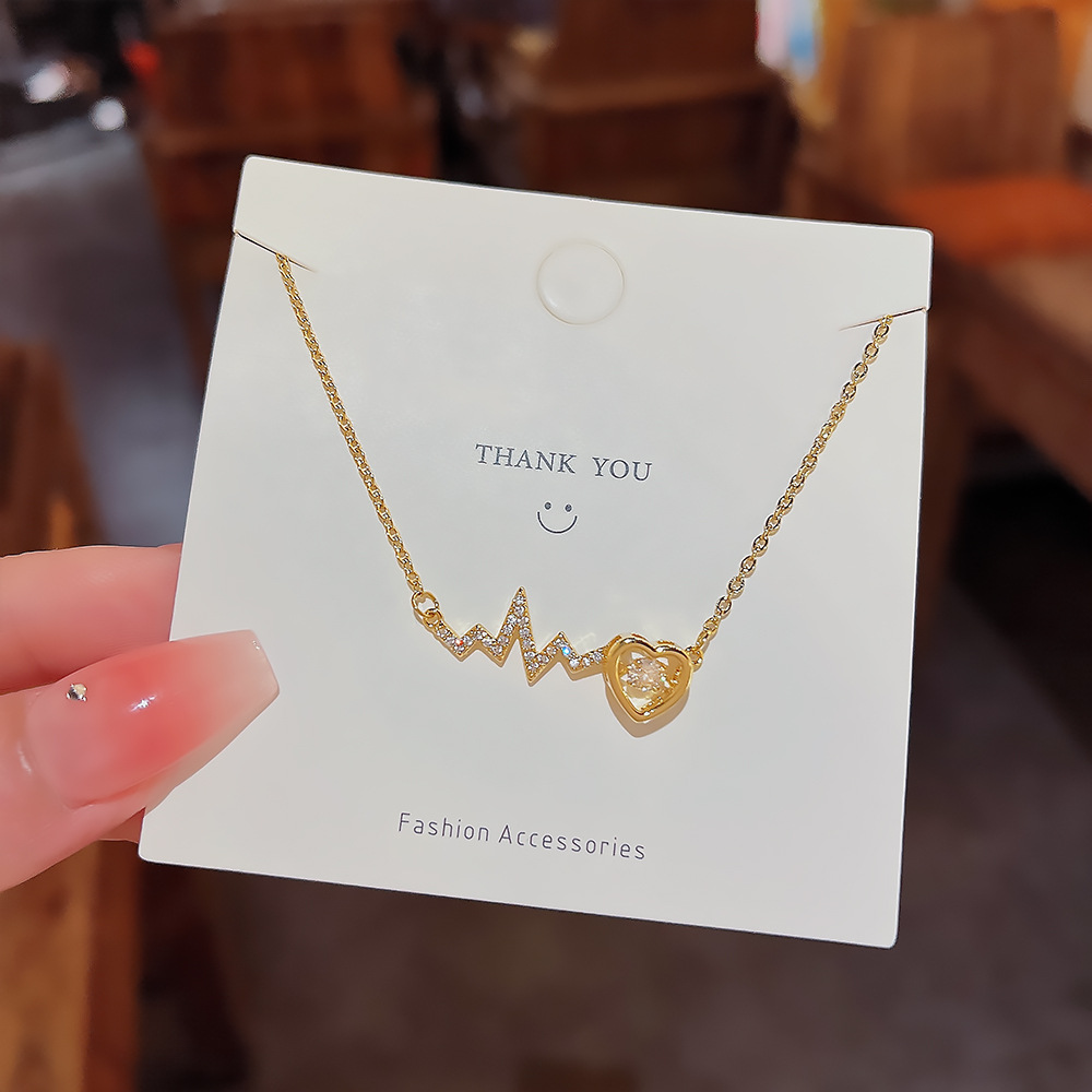 Simple Style Heart Shape Titanium Steel Inlay Zircon Pendant Necklace 1 Piece