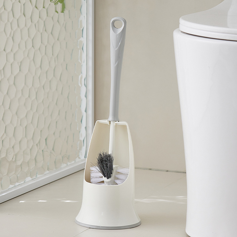 Silicone Wall-Mounted Stainless Steel Toilet Brush for Home Use, No Dead Angle Toilet Cleaning Brush with Base, Wall-Mounted Hard Bristle Long Handle Brush