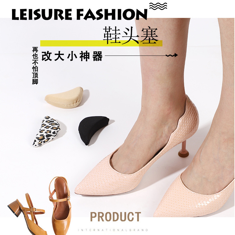 Zapatos cabeza enchufe ajuste tamaño pies adelante punzonado anti-dolor cabeza redonda poner zapatos esponja grande de las mujeres tacones altos almohadilla delantera