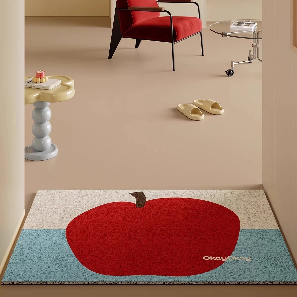 Cute Cartoon Entrance Door Floor Mats, Household Entrance Door Scraping Mud and Rubbing Floor Mats, Entrance Anti-Slip and Easy-Care Silk Circle Foot Mats