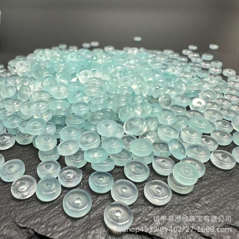 High ice emerald sky blue small abacus beads small peace buckle diy jade bracelet necklace accessories spacer beads