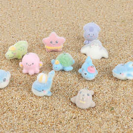 树脂卡通植绒海洋生物 diy配件手机壳包包吊坠 diy挂饰挂件装饰