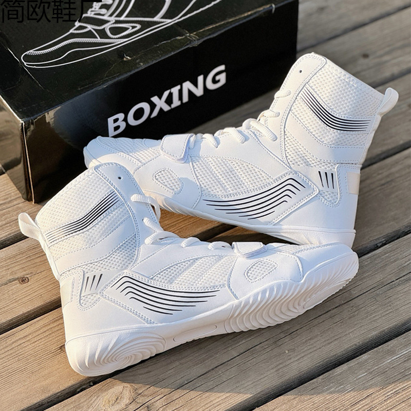Cross-border Professional Boxing Shoes Men's Wrestling Shoes High Barrel Fighting Training Shoes Long Boots Muay Thai Boxing Tune Shoes Fitness Shoes