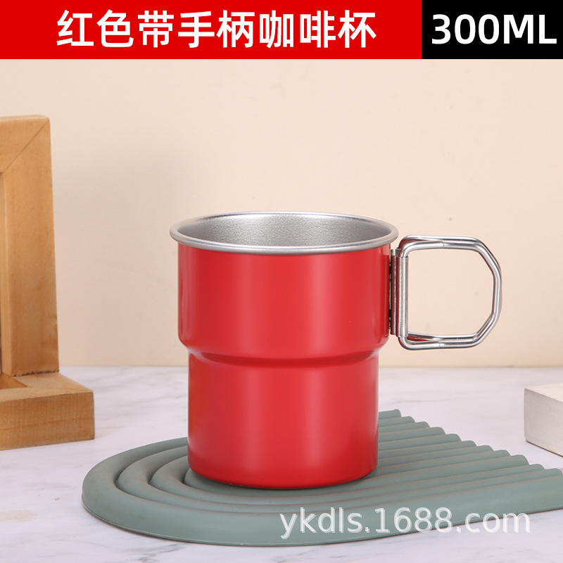 Taza de escalón de una sola capa para exteriores Taza de café de acero inoxidable 304 ins Vaso de cerveza de camping de borde rizado conveniente de alto valor