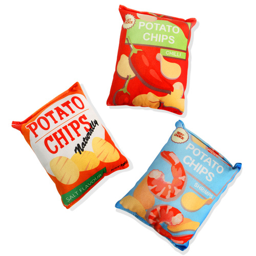 Dog noise making paper toy potato chips bite-resistant plush teething self-pleasure relief cat toys pet supplies wholesale