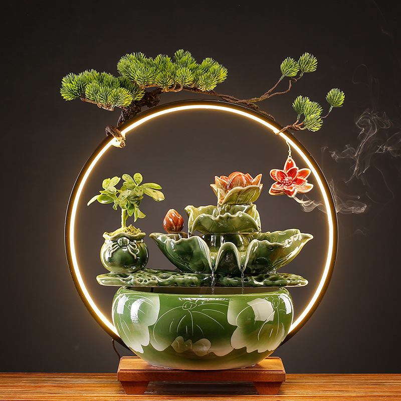 Lucky Running Water Ornaments,Circulating Water,Living Room Entrance Hall,Creative Home Decoration,Office Desktop Opening Gifts