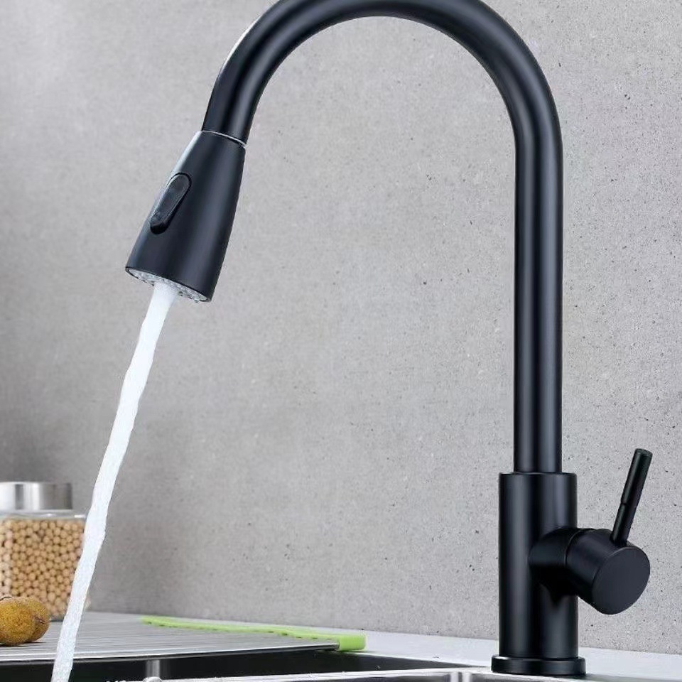 Grifo de cocina transfronterizo de comercio exterior frio y calor giratorio 304 lavabo de verduras de acero inoxidable grifo telescópico
