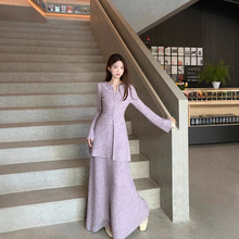 韩版超仙毛衣套装女秋冬新款修身显瘦设计感收腰中长半身裙两件套