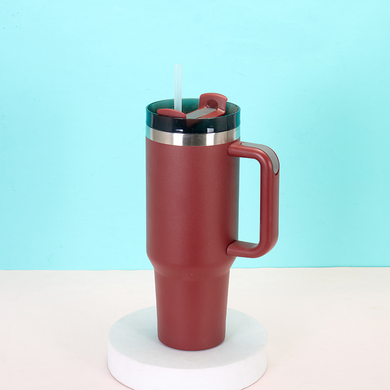 Isolierte Trinkflasche 40oz Mit Henkel Und Trinkhalm Edelstahl_voghion.com