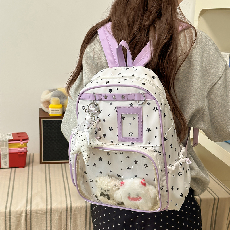 2026 New Cartoon Star Backpack for Female Students, Cute Transparent Doll Bag, Simple Large-Capacity School Bag 2026 New Cartoon Star Backpack for Female Students, Cute Transparent Doll Bag, Simple Large-Capacity School Bag
