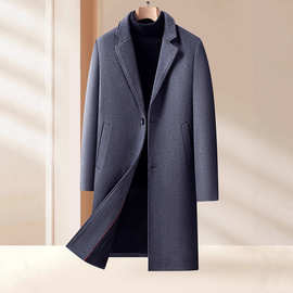 现货毛呢大衣男士美拉德秋冬加厚夹棉中长款羊毛大衣风衣外套批发