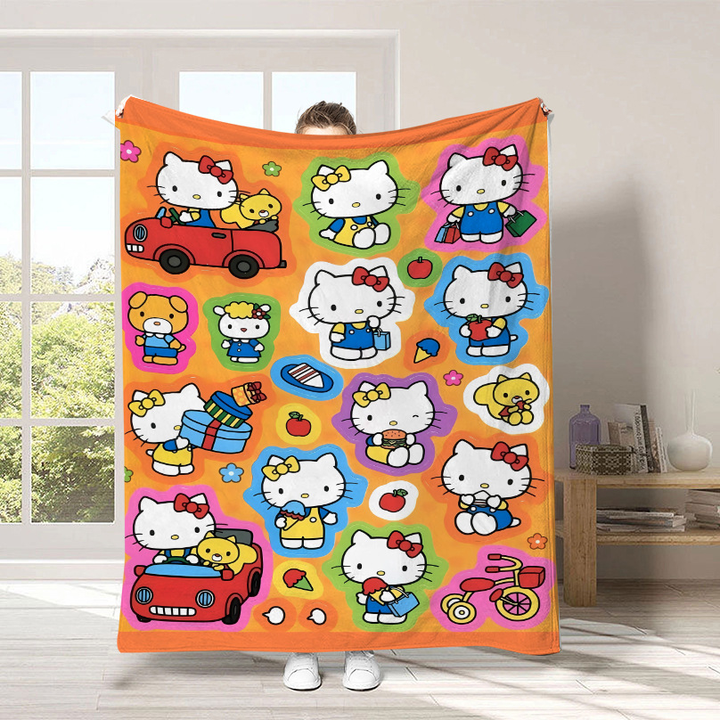 Monopolio transfronterizo de dibujos animados Sanrio mantas para niños lindas Hellokitty flange mantas de peluche cuatro estaciones mantas de peluche