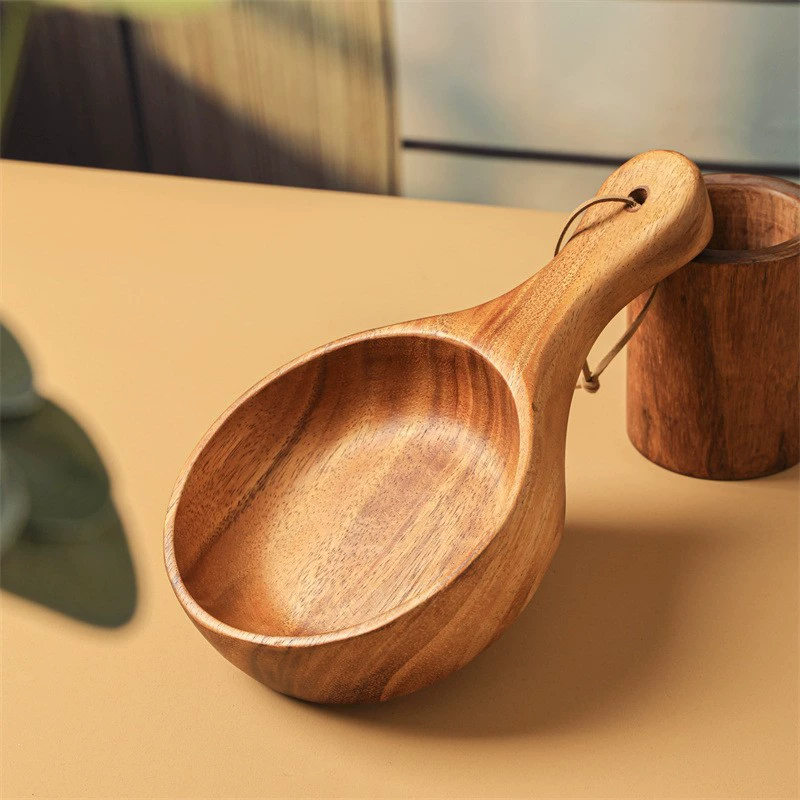Корейская ручка, ladle из натурального дерева, большая мерная ложка