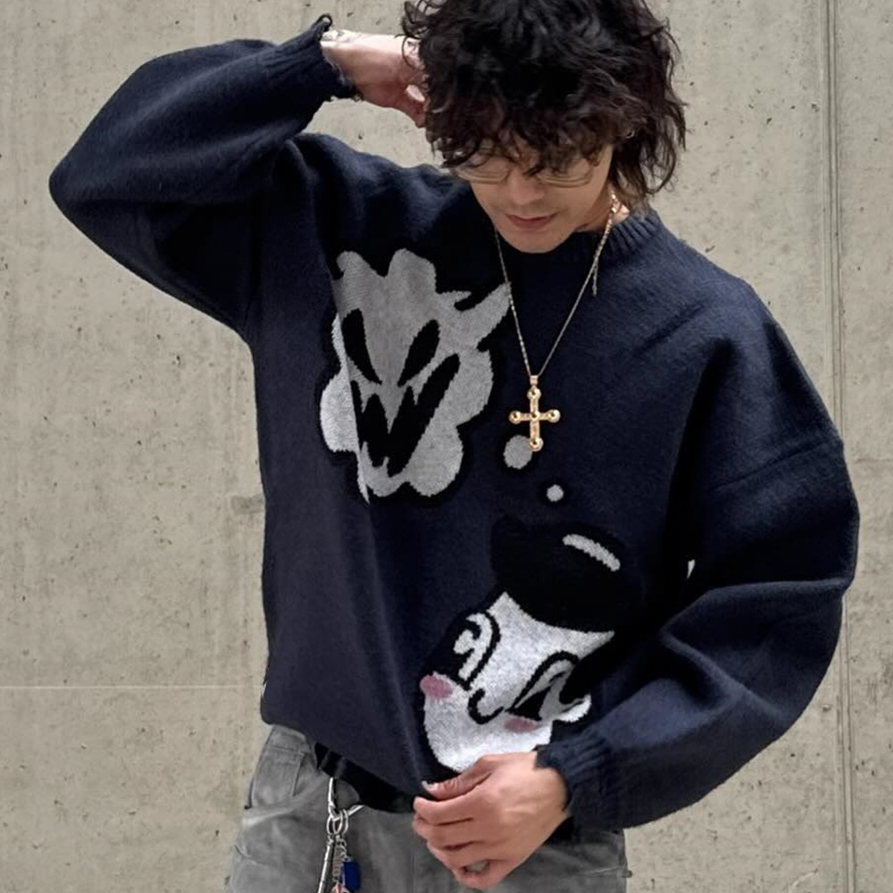 Herren Pullover Mit Cartoon Jacquard Strickmuster Im Y2k Stil_voghion.com