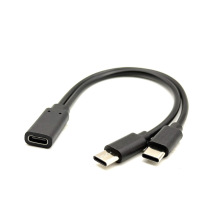 type-c母座取电一拖二2个typec公头5V充电线c母一分二双c公转接线