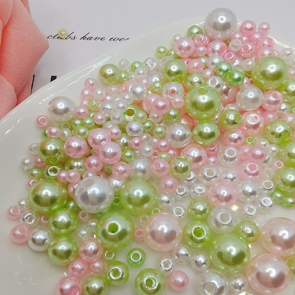 Pink, green and white 3/4/5/6/8mm about 150