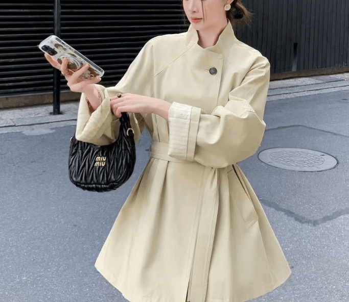 中长款风衣外套女春秋季新款小个子韩版大衣收腰设计感气质上衣潮|undefined