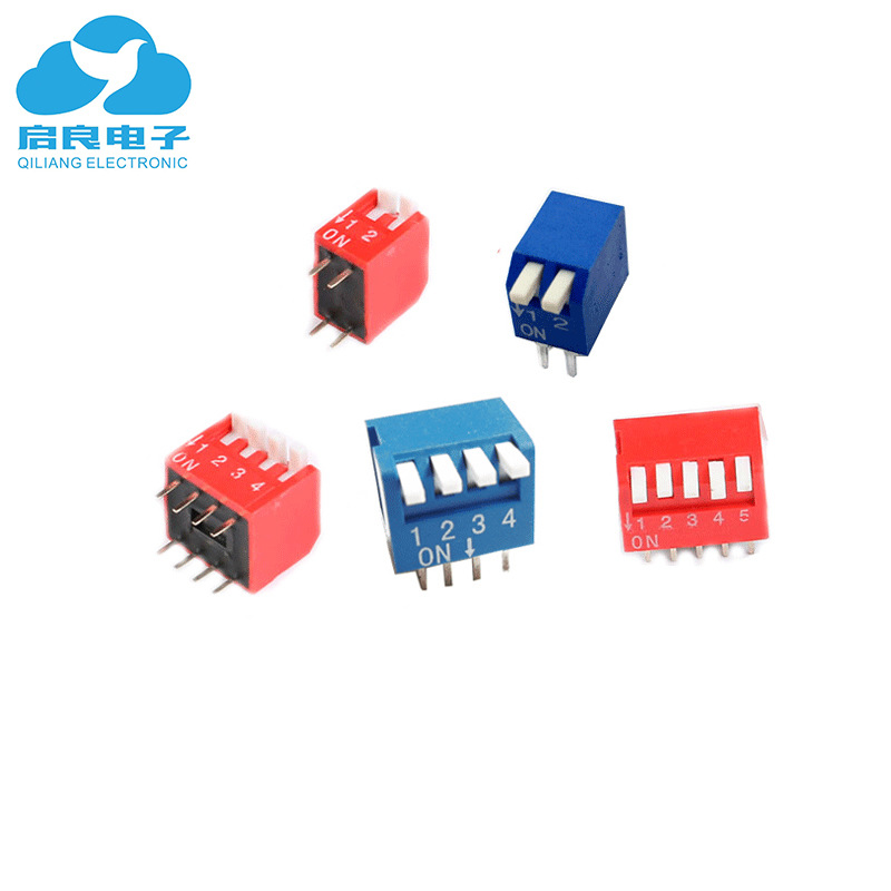 Tumbler Switch 2.54MM Pitch Keyboard Style Tumbler Switch Side Action Encoded Switch 1-12P Red/Blue