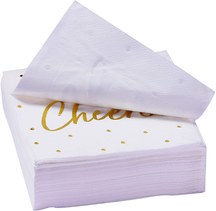 Transfronterizo 18g 25X25cm toalla de cóctel servilletas estampadas de madera 2 capas 3 capas fiesta de boda