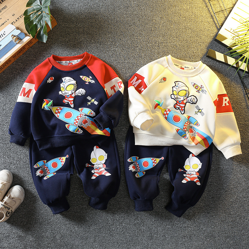 6098 Ultraman ropa traje de primavera y otoño para niños 2024 nuevo suéter a juego de colores para niños otoño estilo occidental