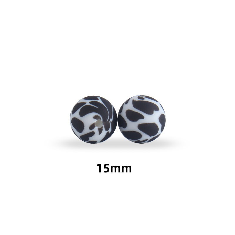15mm leopardo pétalo color cuentas de transferencia de agua granos de silicona de calidad alimentaria DIY joyería chupete cadena teether pulsera
