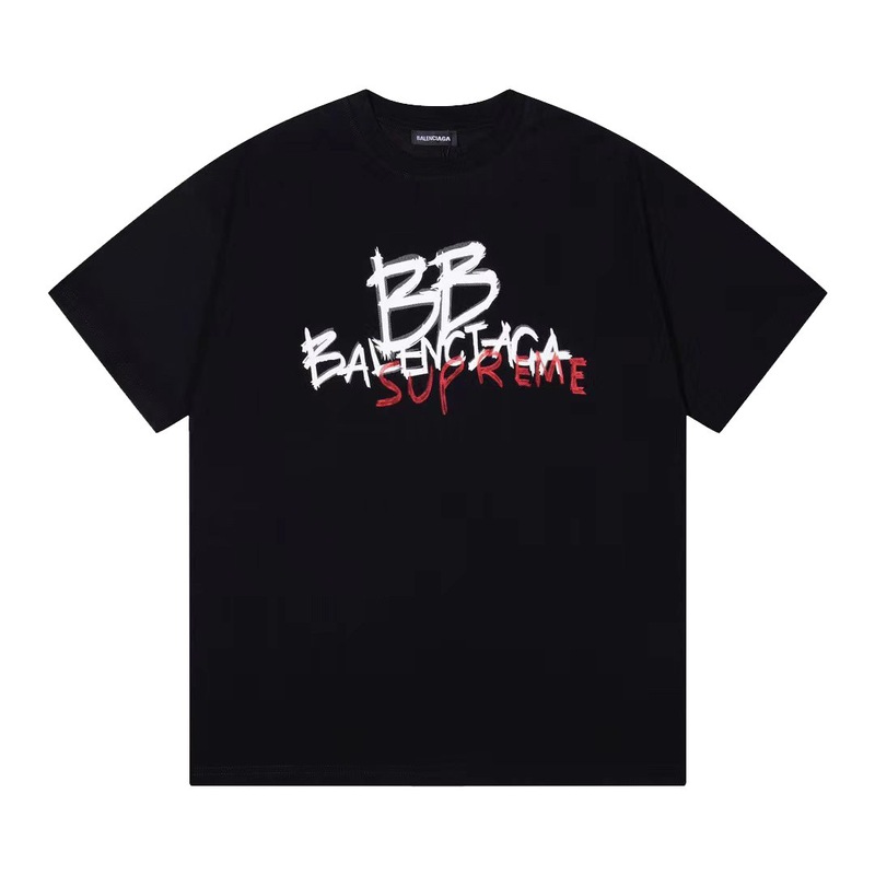 パリハイバージョンBファミリーTシャツ25s春夏新作ヘビーコットンラウンドネック半袖Tカジュアル万能男女同型|undefined