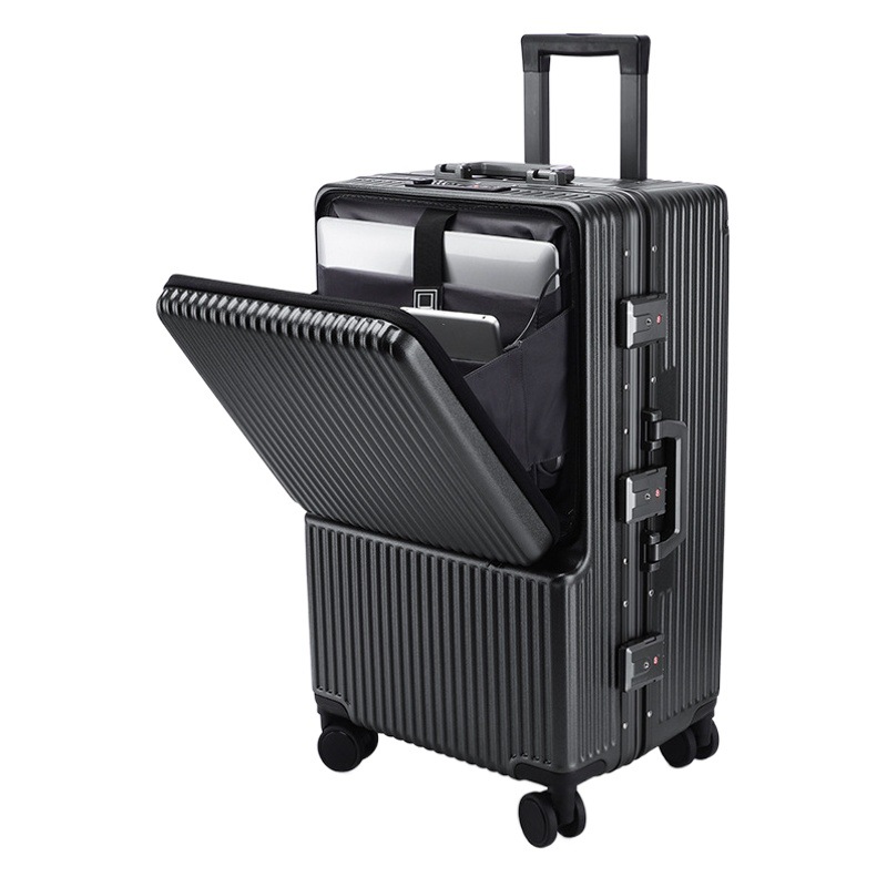 En stock, equipaje con marco de aluminio con apertura lateral, maleta de gran capacidad, 24 maleta multifunción engrosada para estudiantes, maleta para hombres y mujeres